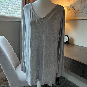 INC International Concepts Gray Long Sleeve Relaxed Blouse